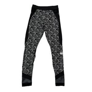Adidas Stella McCartney Leggings Black/Gray Floral Printed Lace-Pattern XS Run